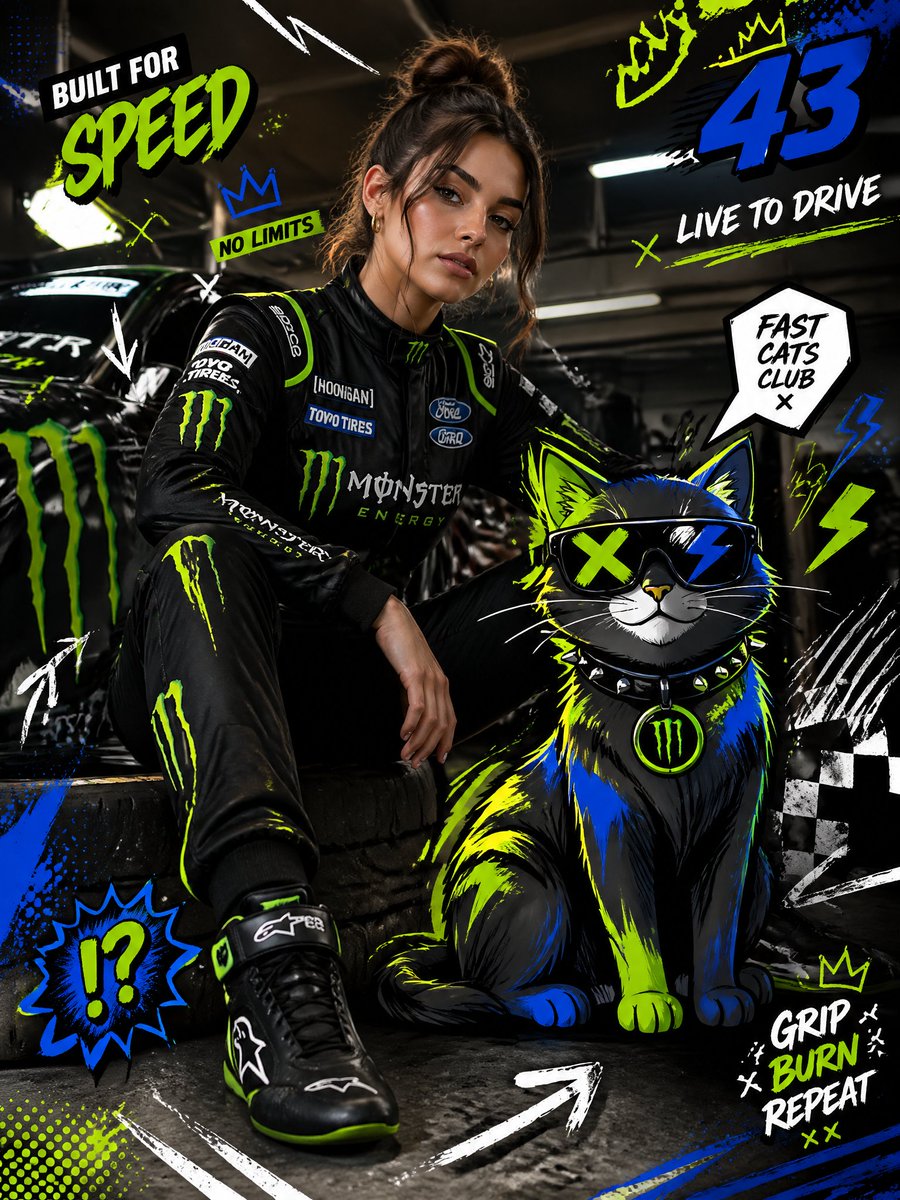 Racing Fashion & Neon Cartoon Fusion — Sora 2 Prompt