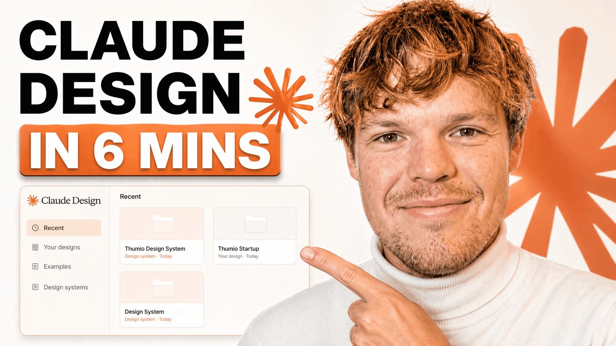 YouTube Thumbnail: Claude Design in 6 Mins — Sora 2 Prompt