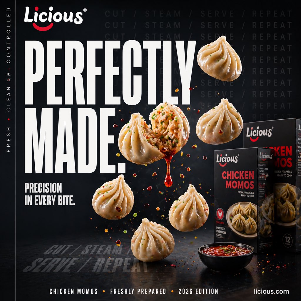 Cinematic Chicken Momos Ad Poster — Sora 2 Prompt
