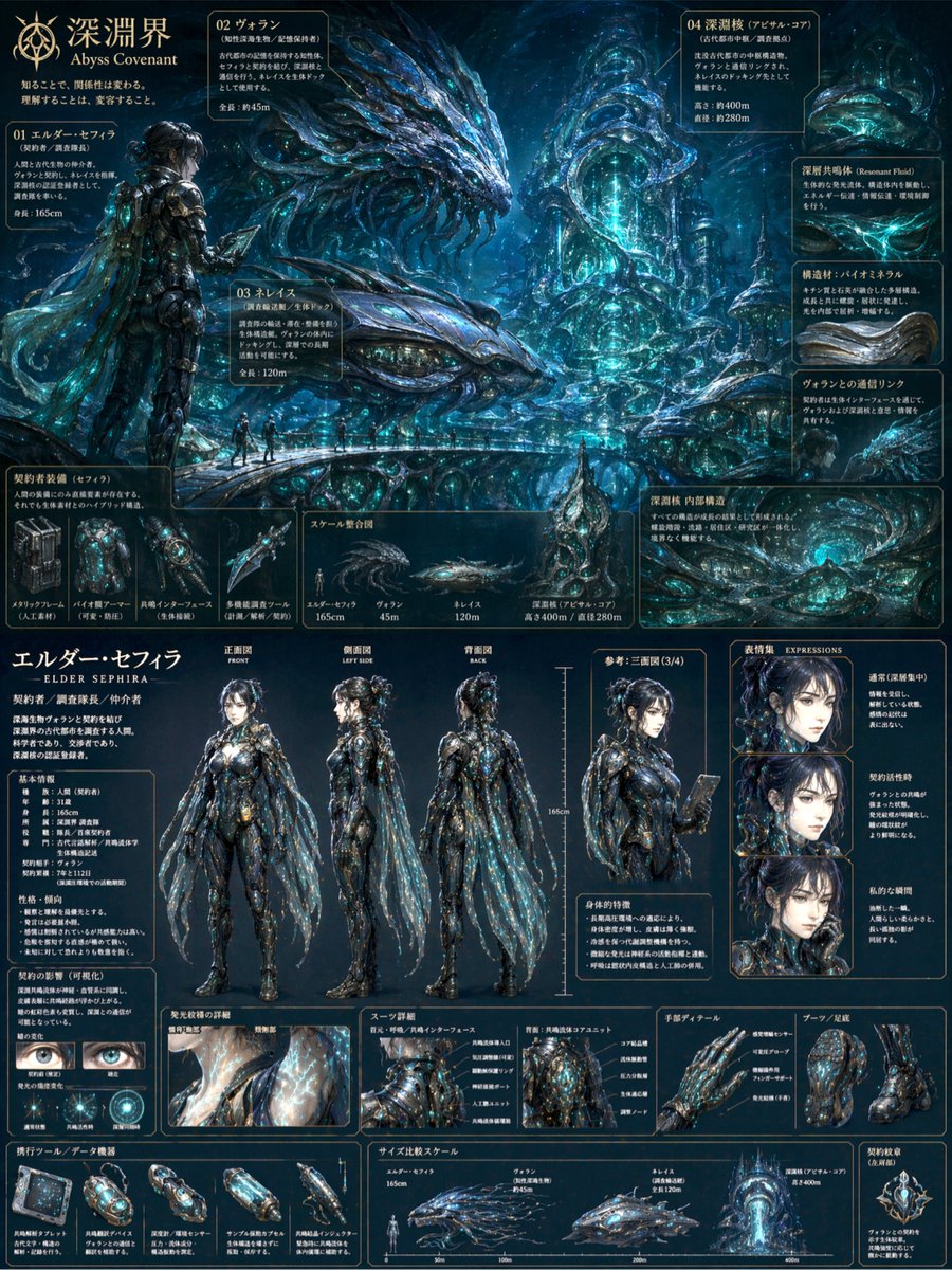 Abyss Covenant: Dark Biomechanical Concept Art — Sora 2 Prompt