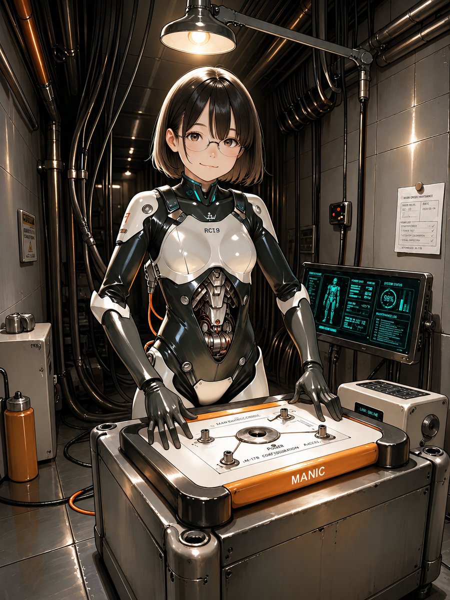 Cybernetic Android Engineer in Maintenance Bay — Sora Prompt