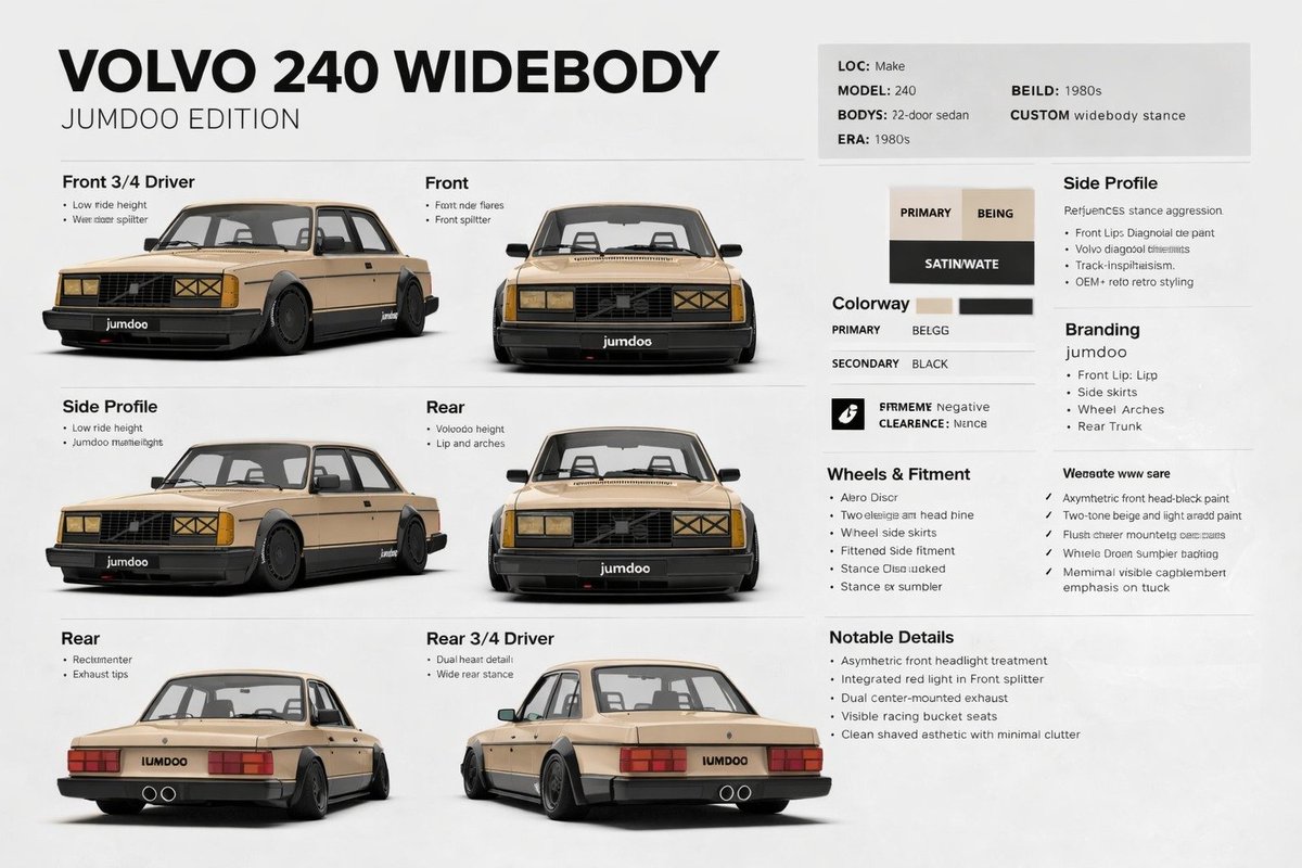 Volvo 240 Widebody Spec Sheet — JUMDOO EDITION Prompt