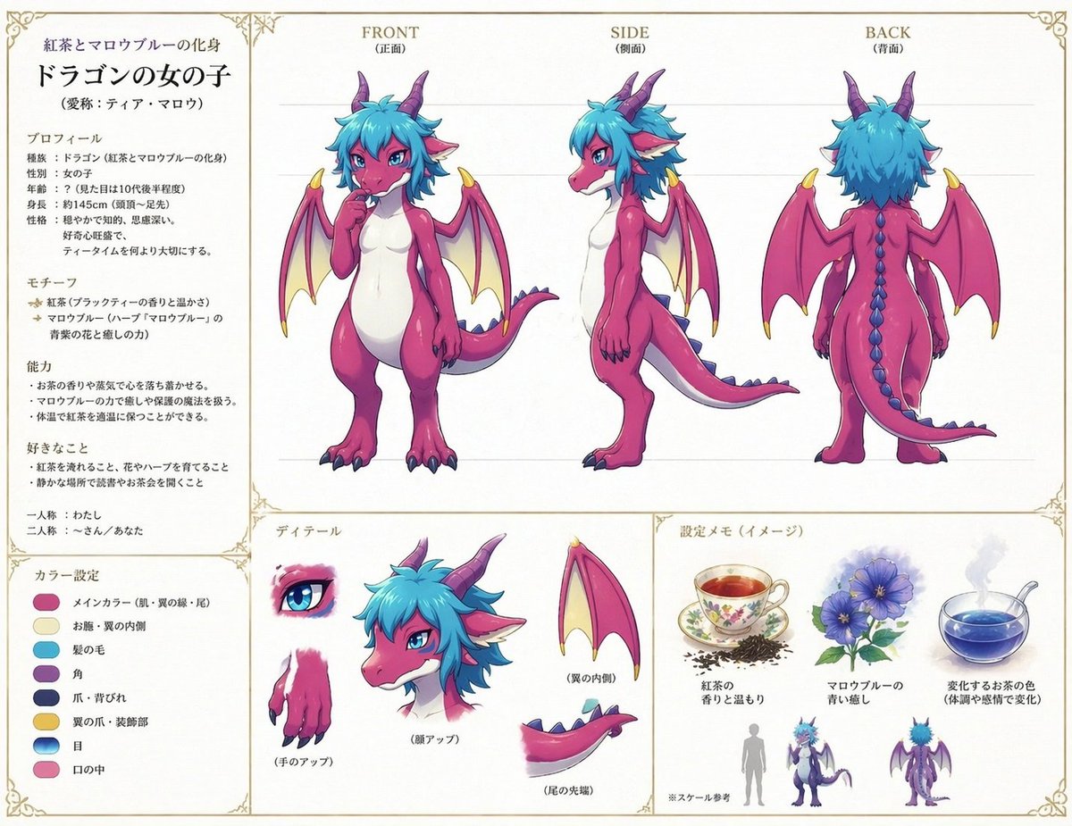 Fantasy Dragon Girl Character Sheet — Sora 2 Prompt