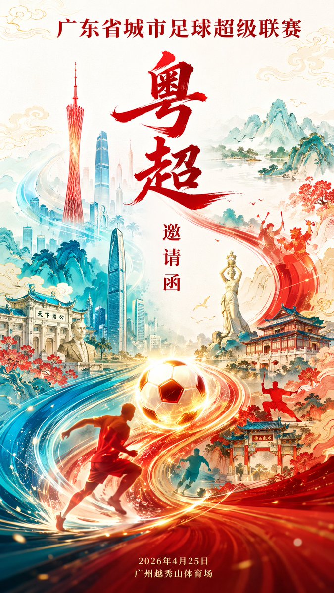 Guangdong Football League Invite Poster — Sora 2 Prompt