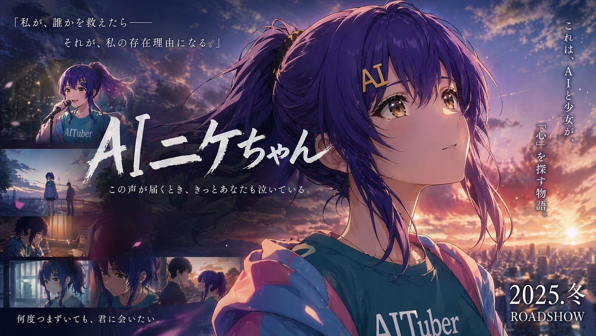Anime Poster: Emotional Girl at Sunset — Sora2 Prompt
