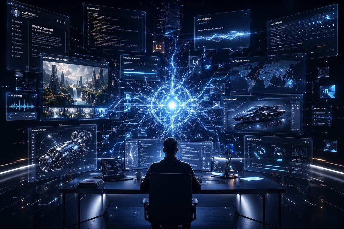 Futuristic Holographic AI Workspace — Sora 2 Prompt