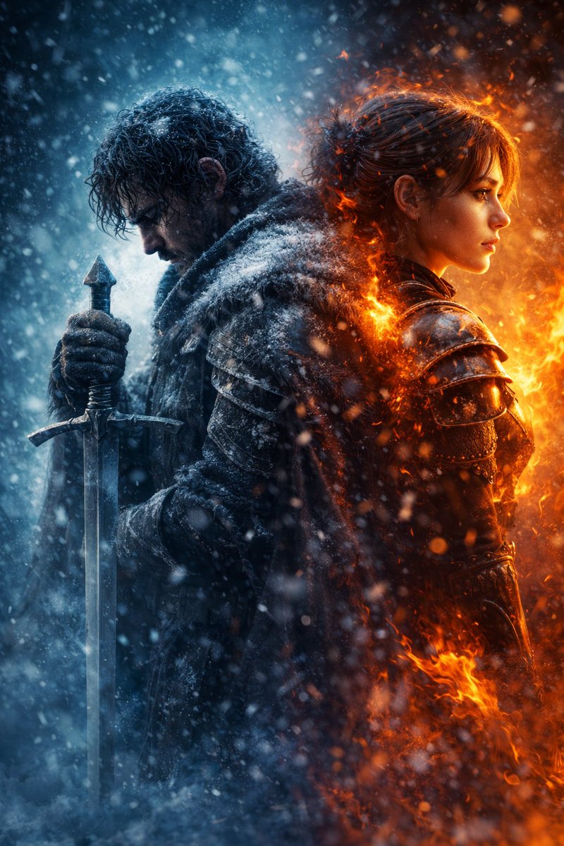 Epic Fire & Ice Warriors — Sora 2 Prompt