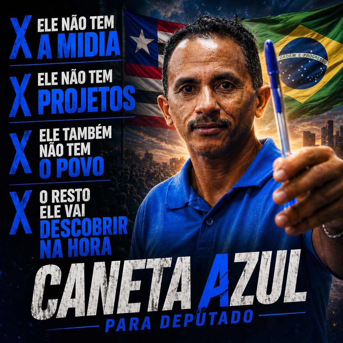 Brazilian Political Campaign Poster — Cinematic Meme Style Prompt