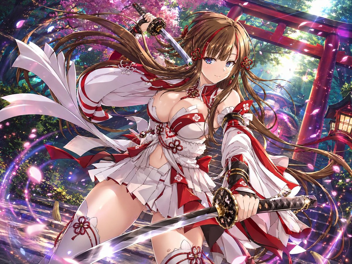Anime Shrine Maiden Dual Katanas — Sora 2 Prompt