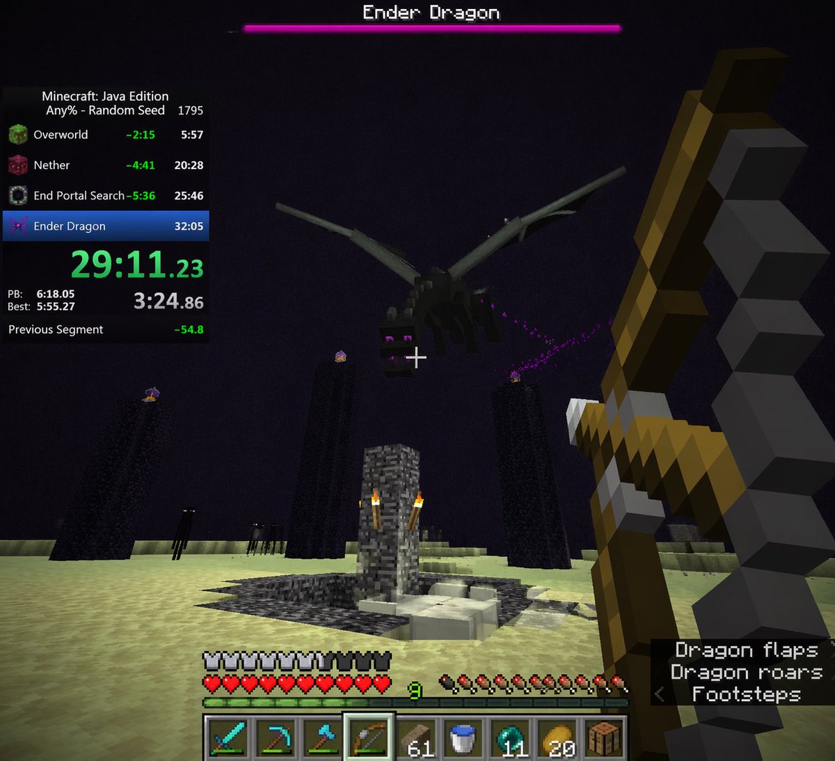 Minecraft Speedrun HUD: End Dragon Voxel Screenshot