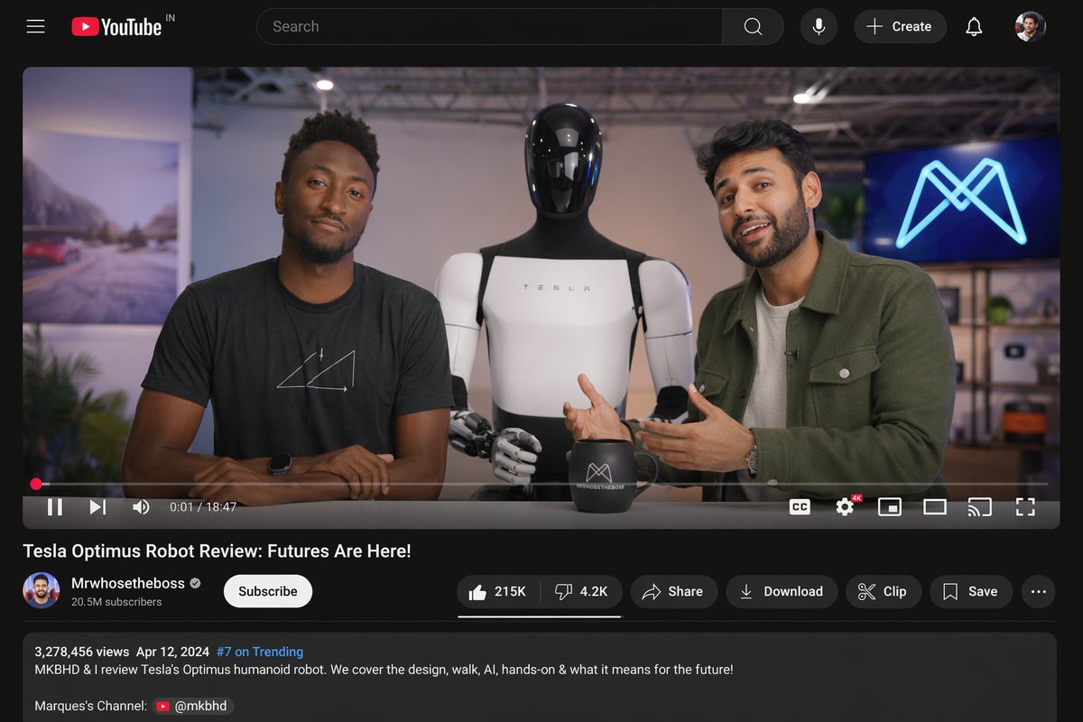 Dark Mode YouTube UI with Robot Tech Review — Sora 2 Prompt