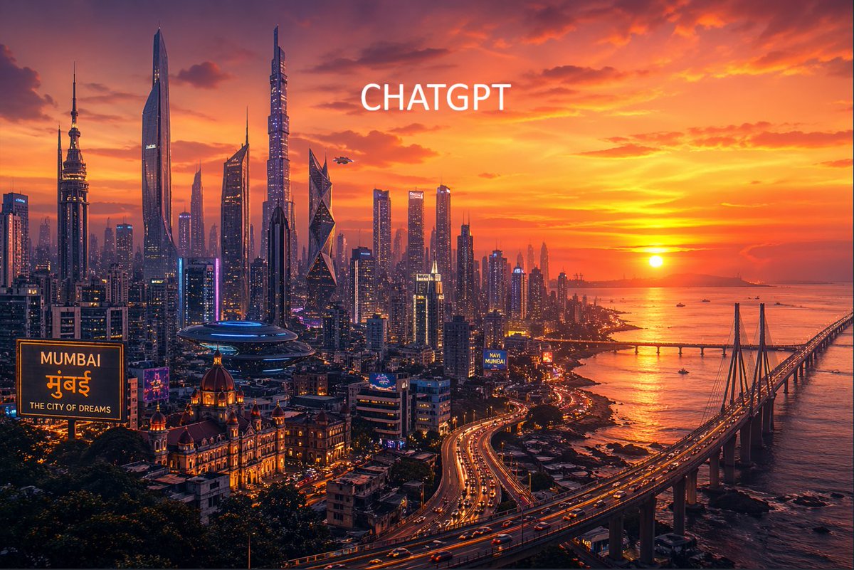 Futuristic Mumbai Sunset Cityscape — AI Prompt