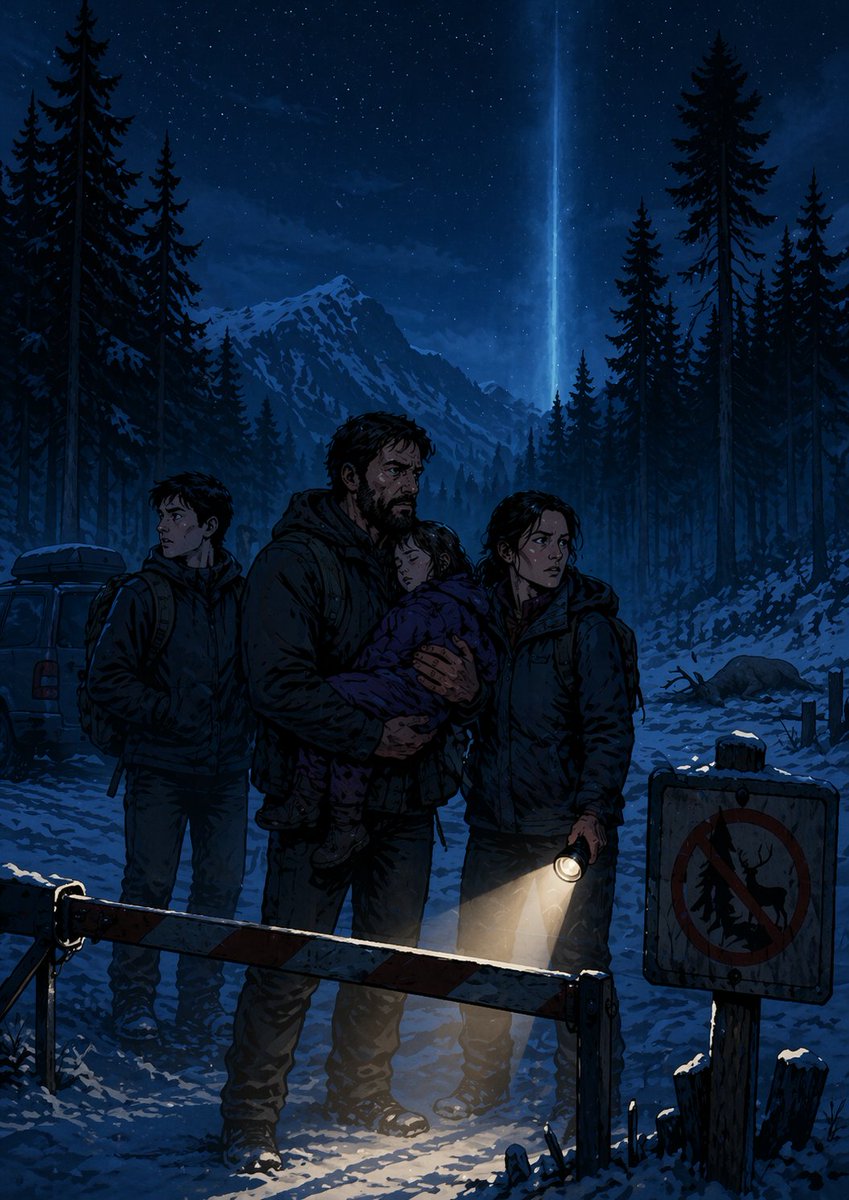 Graphic Novel Cover: Night Snow Forest — Sora 2 Prompt