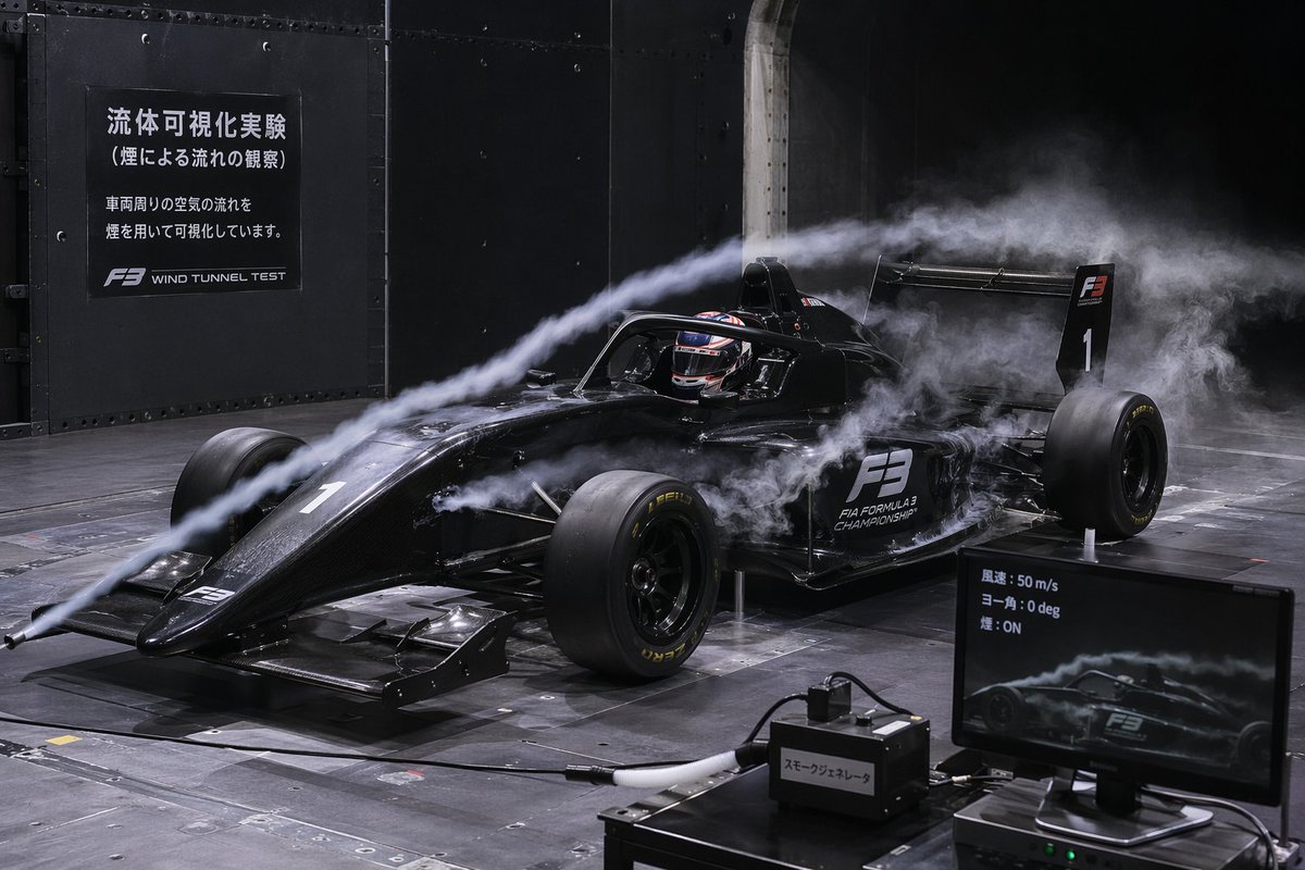 Formula 3 Wind Tunnel Smoke Test — Sora 2 Prompt