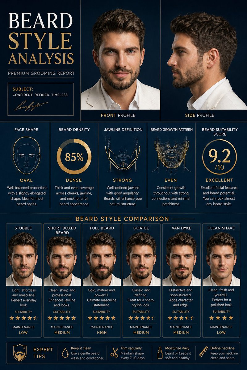 Beard Style Analysis Poster Prompt — Sora 2