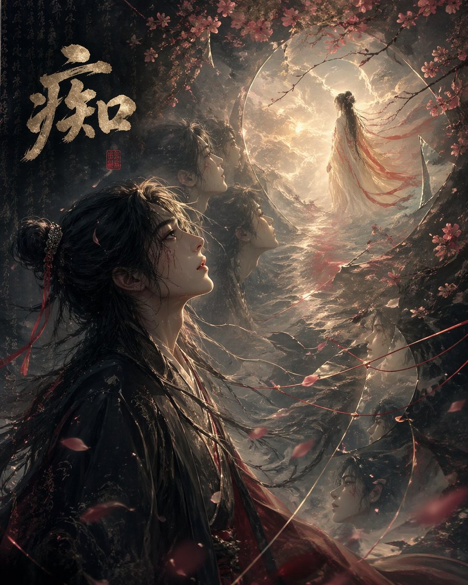 痴 Obsession: Moonlit Chinese Fantasy Illustration Prompt
