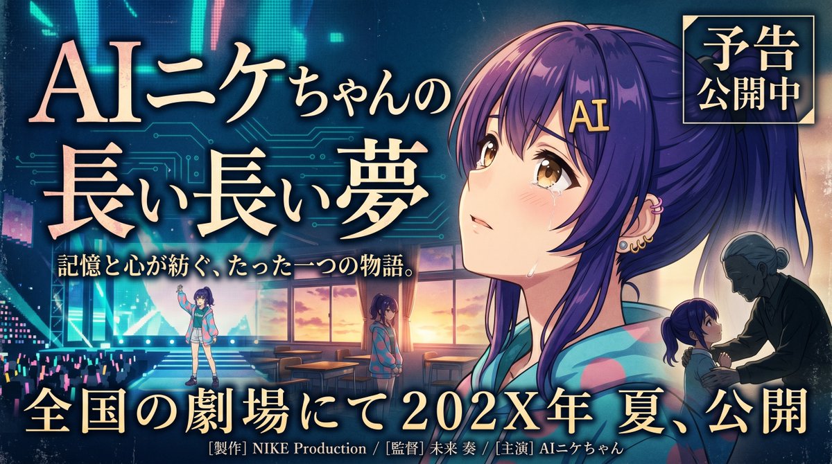 Tearful Anime Heroine Movie Poster — Sora 2 Prompt