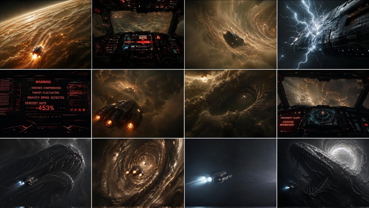 Giant Planet Leviathan Descent — 12-Panel Storyboard