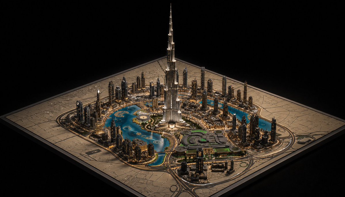 Dubai City Microscale Model — Cinematic Isometric Prompt