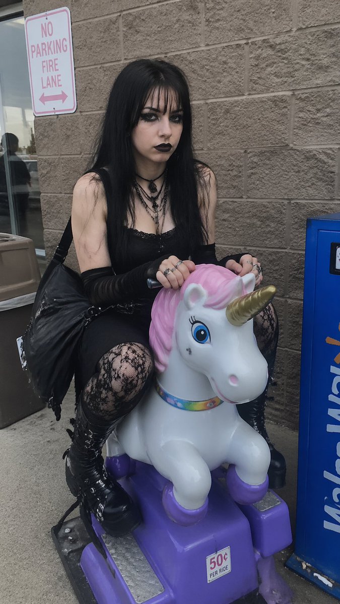 Goth Girl on Unicorn Ride — Realistic AI Photo Prompt