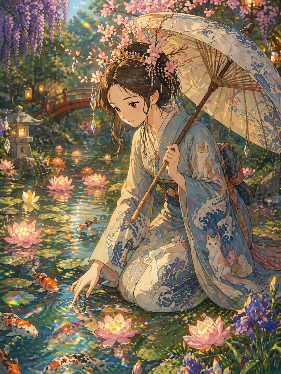Ghibli-Style Princess by Glowing Lotus Pond — Sora 2 Prompt