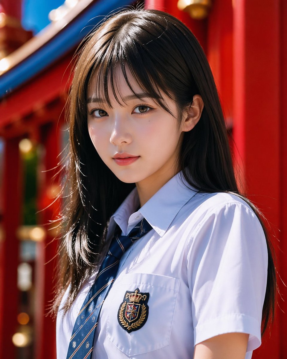 Realistic School Uniform Portrait at Shrine — Sora 2 Prompt