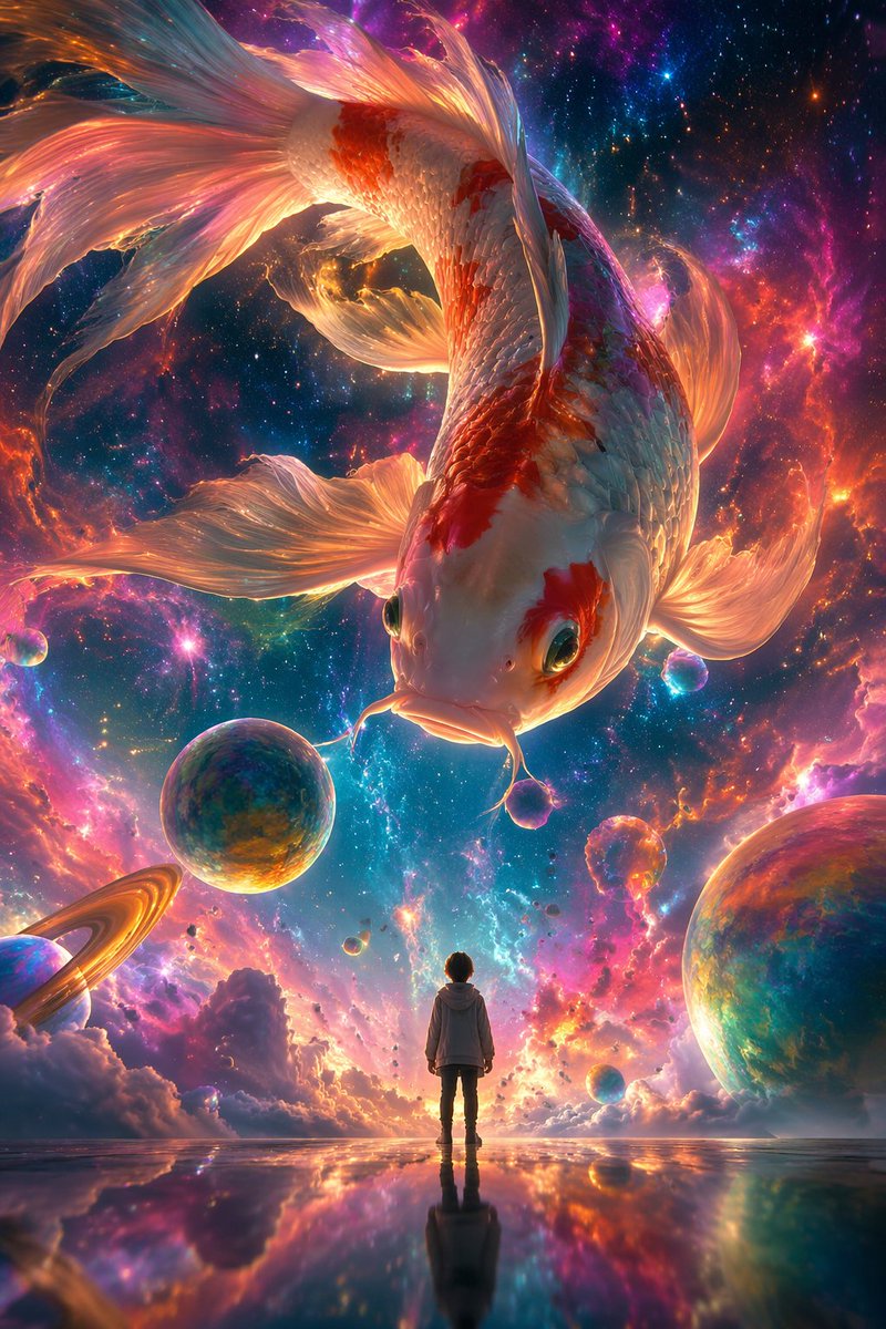 Surreal Koi Fish in Nebula — Sora 2 Prompt