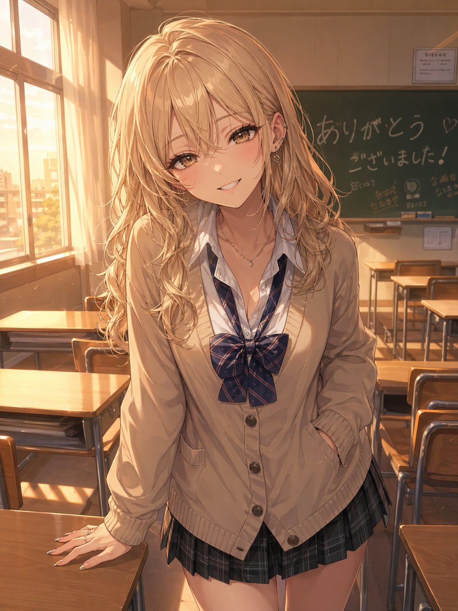 Golden Hour Gyaru Anime Illustration — Sora 2 Prompt