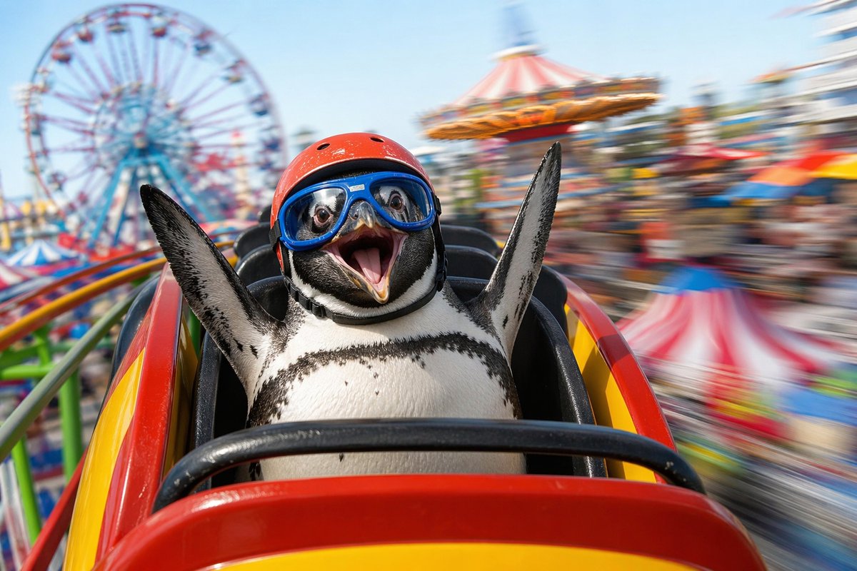 Penguin Roller Coaster Ride — Sora 2 Prompt