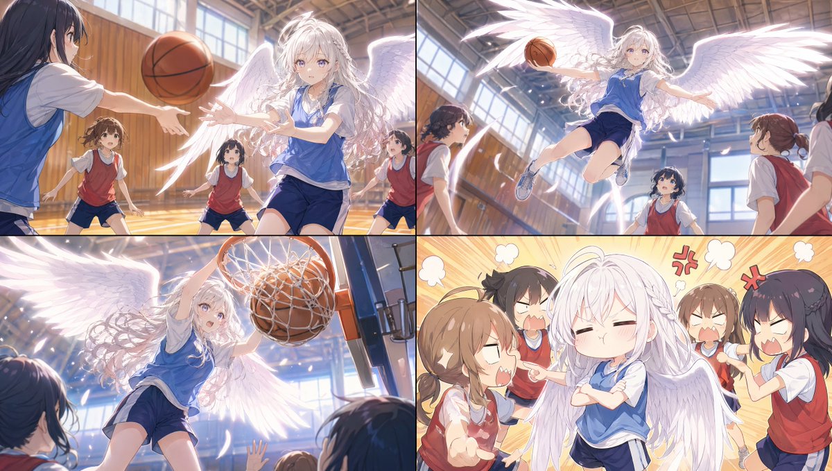 Anime Basketball Angel Collage Prompt — Sora 2