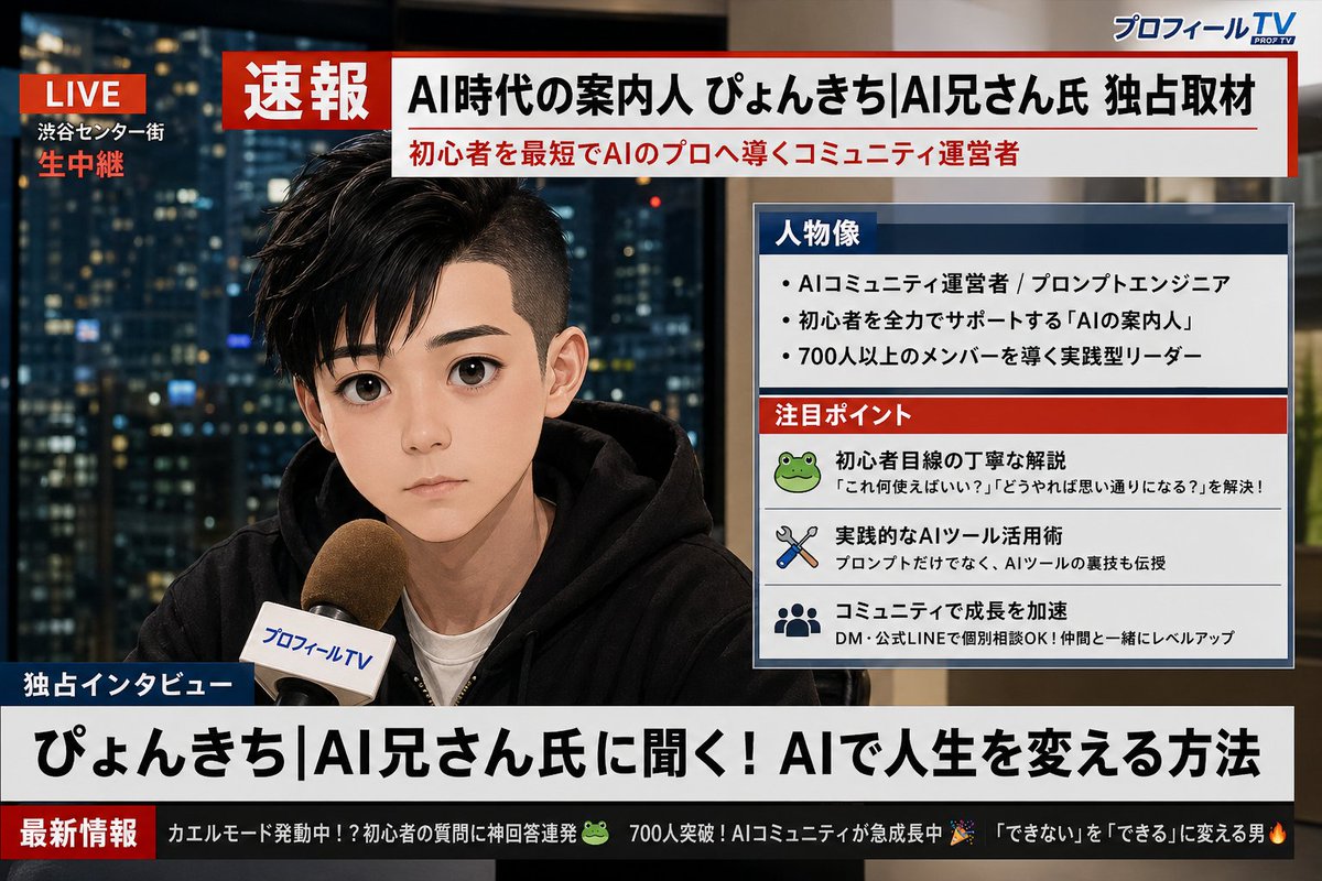 Japanese TV News Broadcast — X Profile to Breaking News Prompt