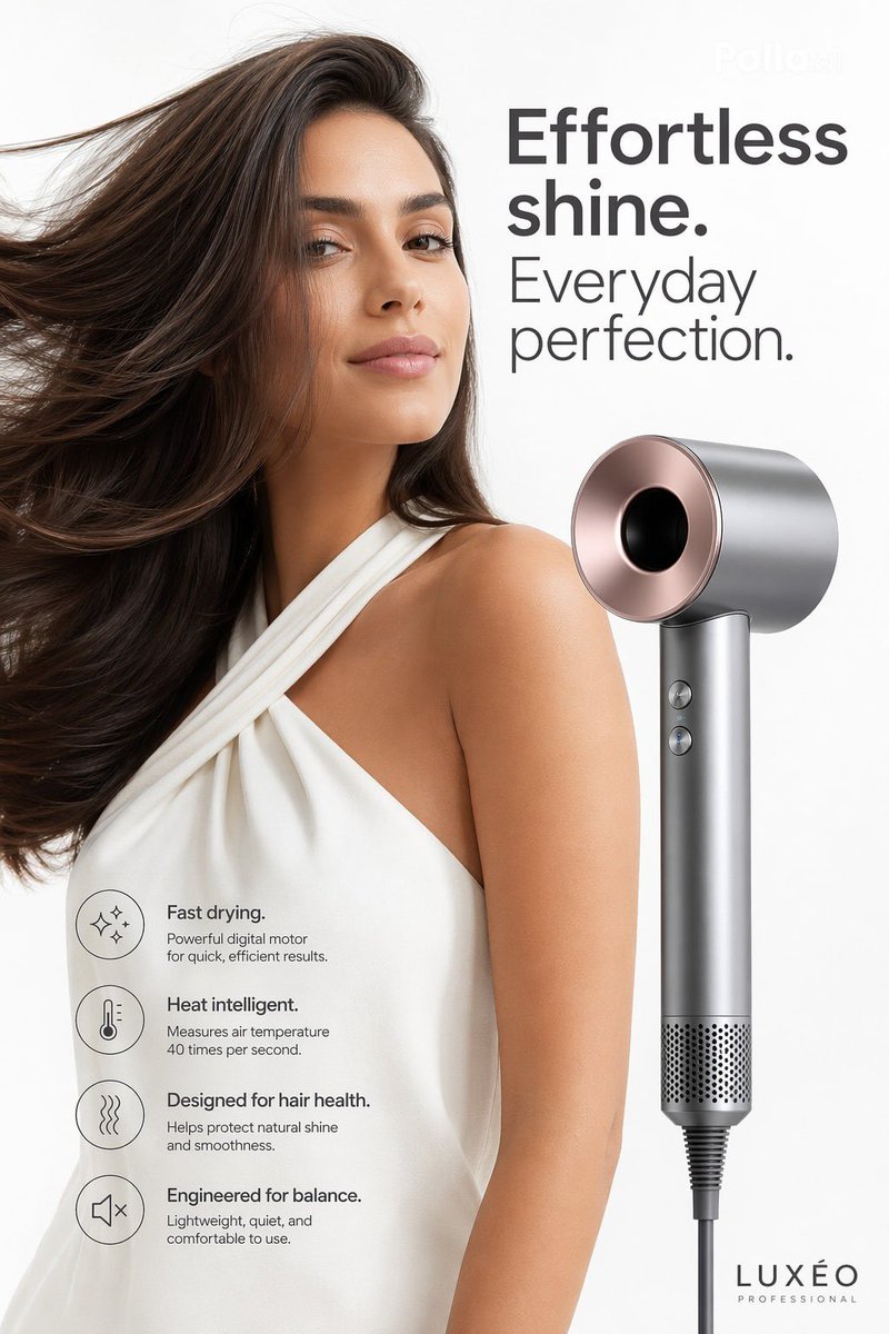 Luxury Hair Dryer Beauty Ad — Customizable Sora 2 Prompt