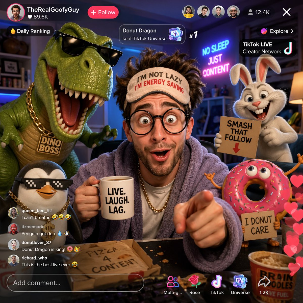 Funny TikTok Live Stream — Sora 2 AI Image Prompt