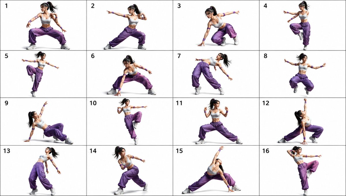 16-Pose Hip-Hop & Fight Choreography Reference Sheet