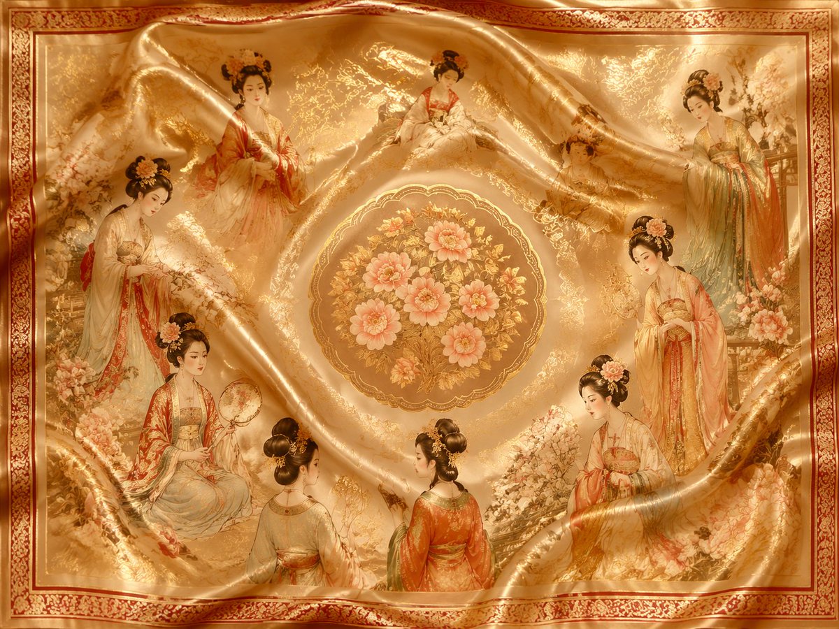 Tang Dynasty Silk Shawl & Song Ru Kiln Tea Set — Sora 2 Prompt