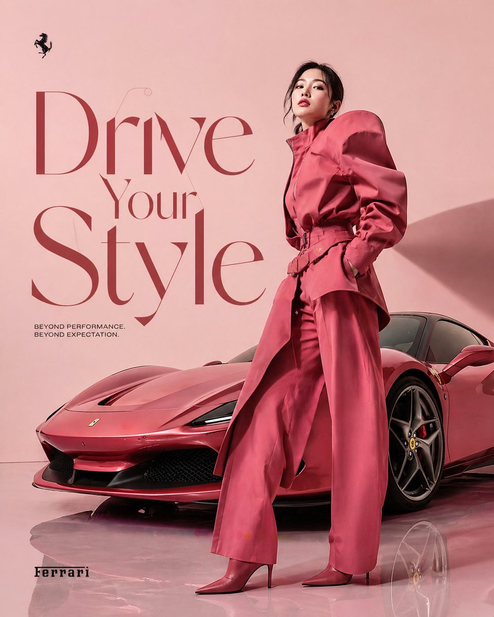 High-Fashion Editorial Ad — Model & Sports Car Prompt