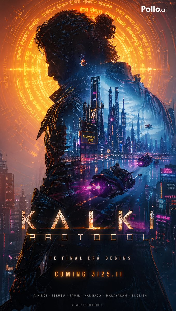 Cyberpunk Hindu Myth Movie Poster — Sora 2 Prompt