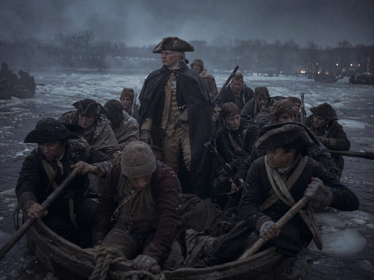 18th Century Winter River Crossing — Cinematic Prompt
