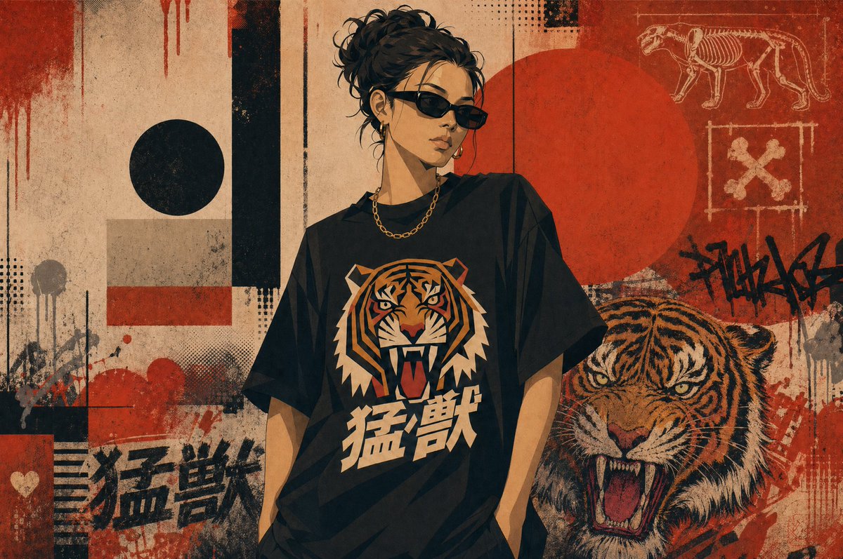 Grunge Tiger Street Poster — Sora 2 AI Prompt