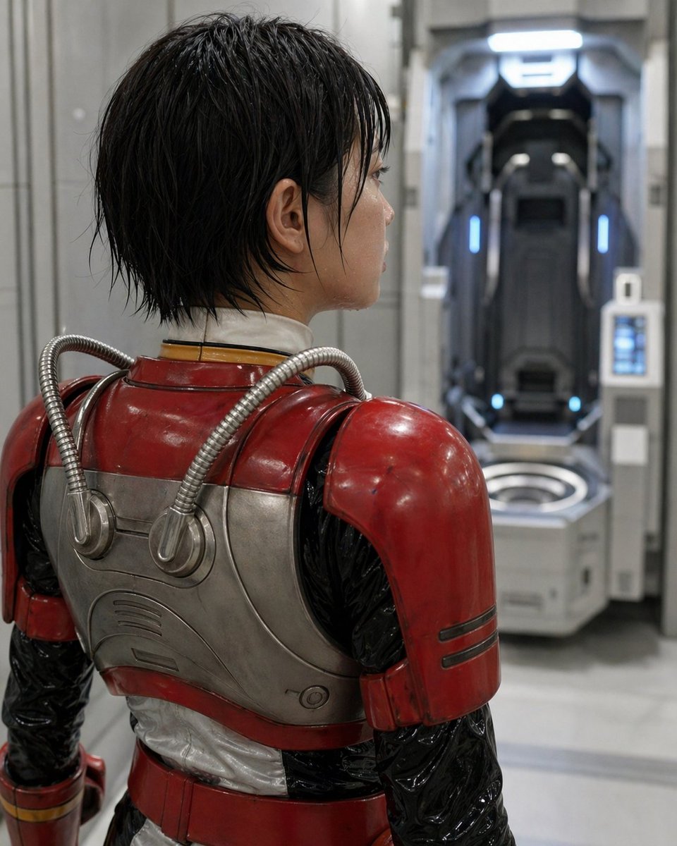 Sci-Fi Retro Armor Back Portrait — Sora 2 Prompt