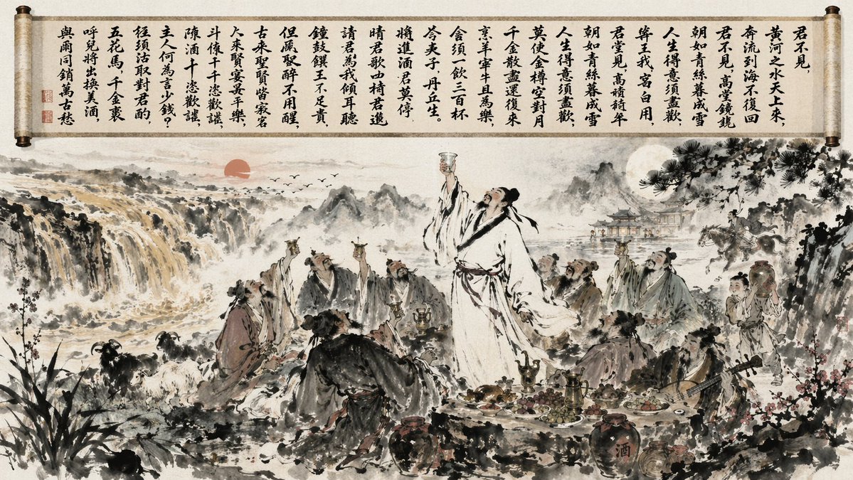 Chinese Ink Wash Banquet — Sora 2 Prompt