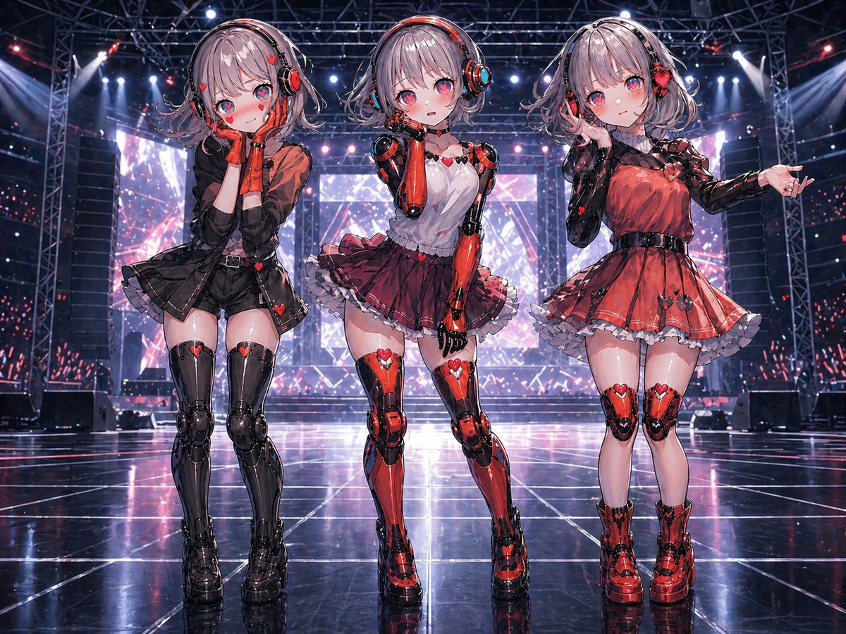 Android Idol Trio on Stage — Anime Concert Visual