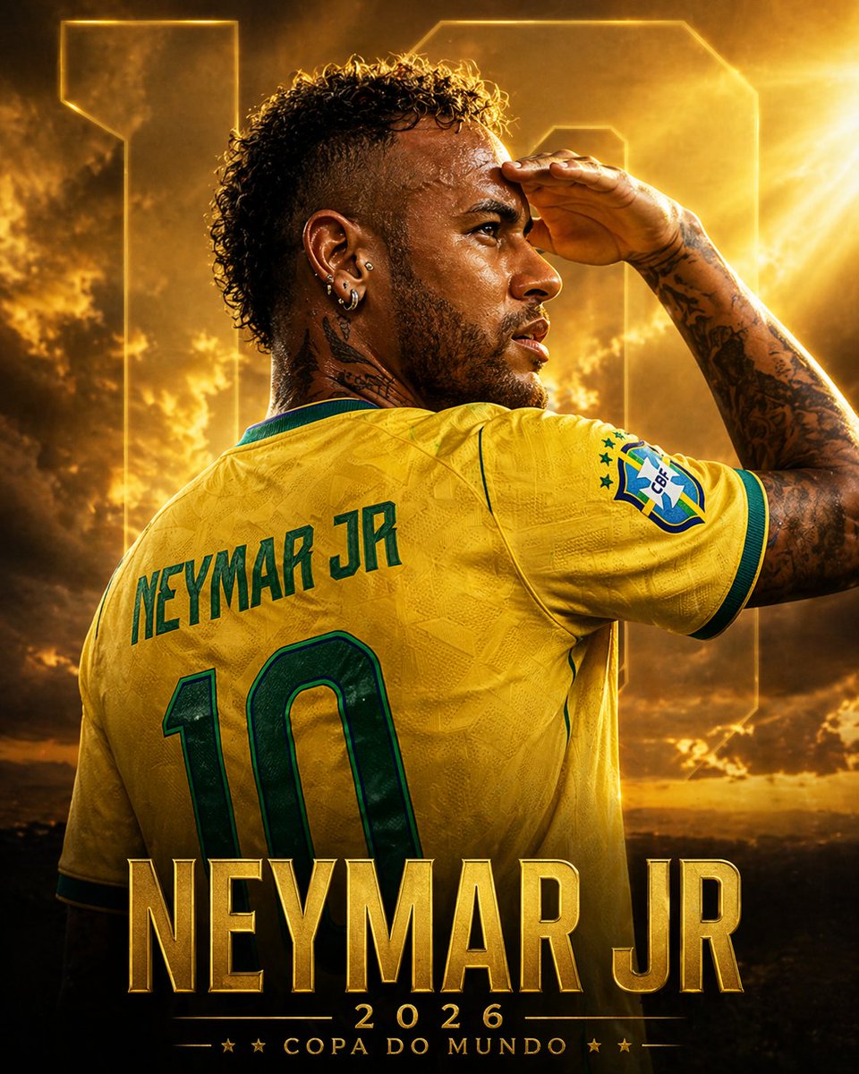 Neymar Jr Epic World Cup Poster — Cinematic Gold Portrait Prompt