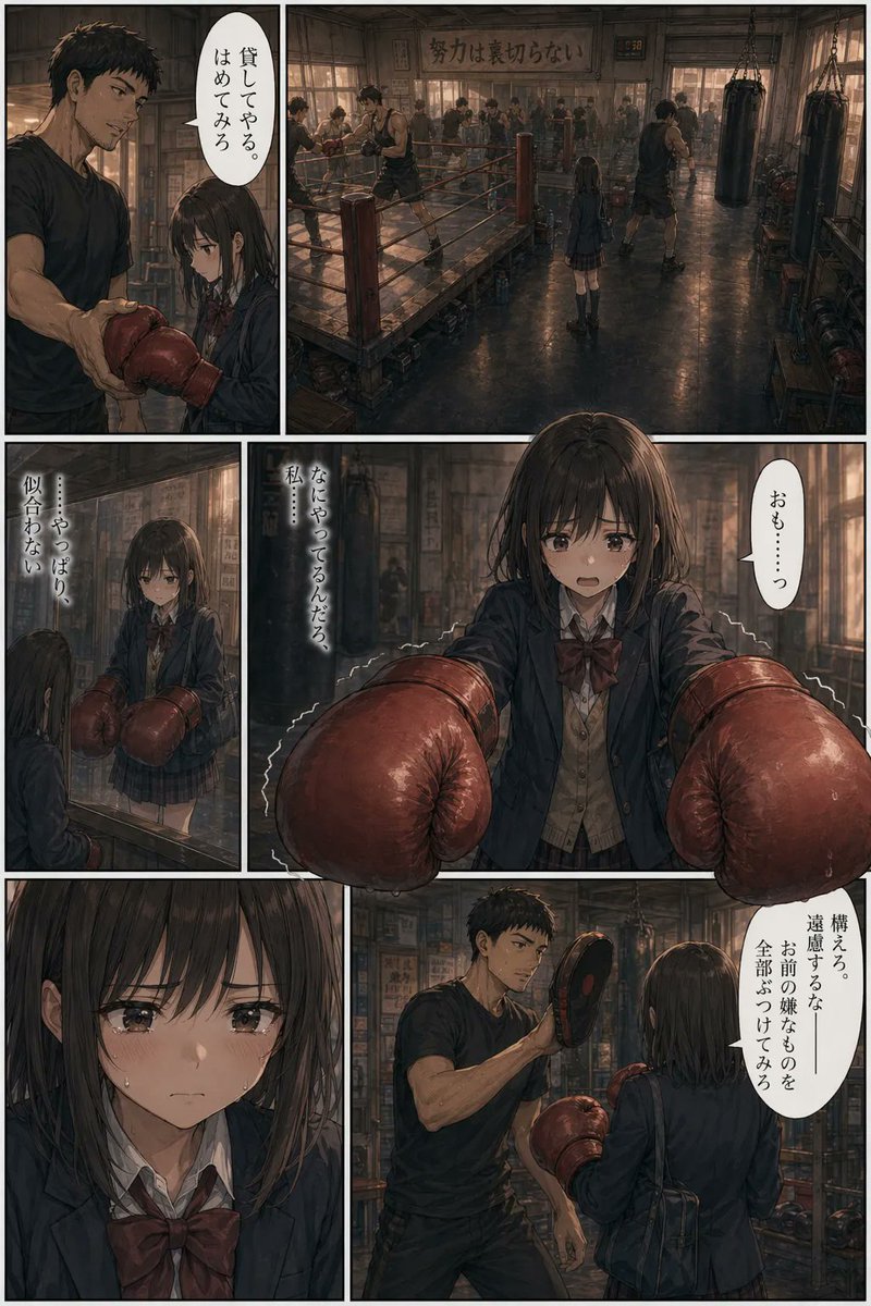Cinematic Boxing Gym Manga Page — Sora 2 Prompt