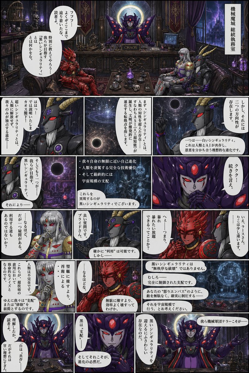 Dark Sci-Fi Villain Meeting — Gothic Manga Page Prompt