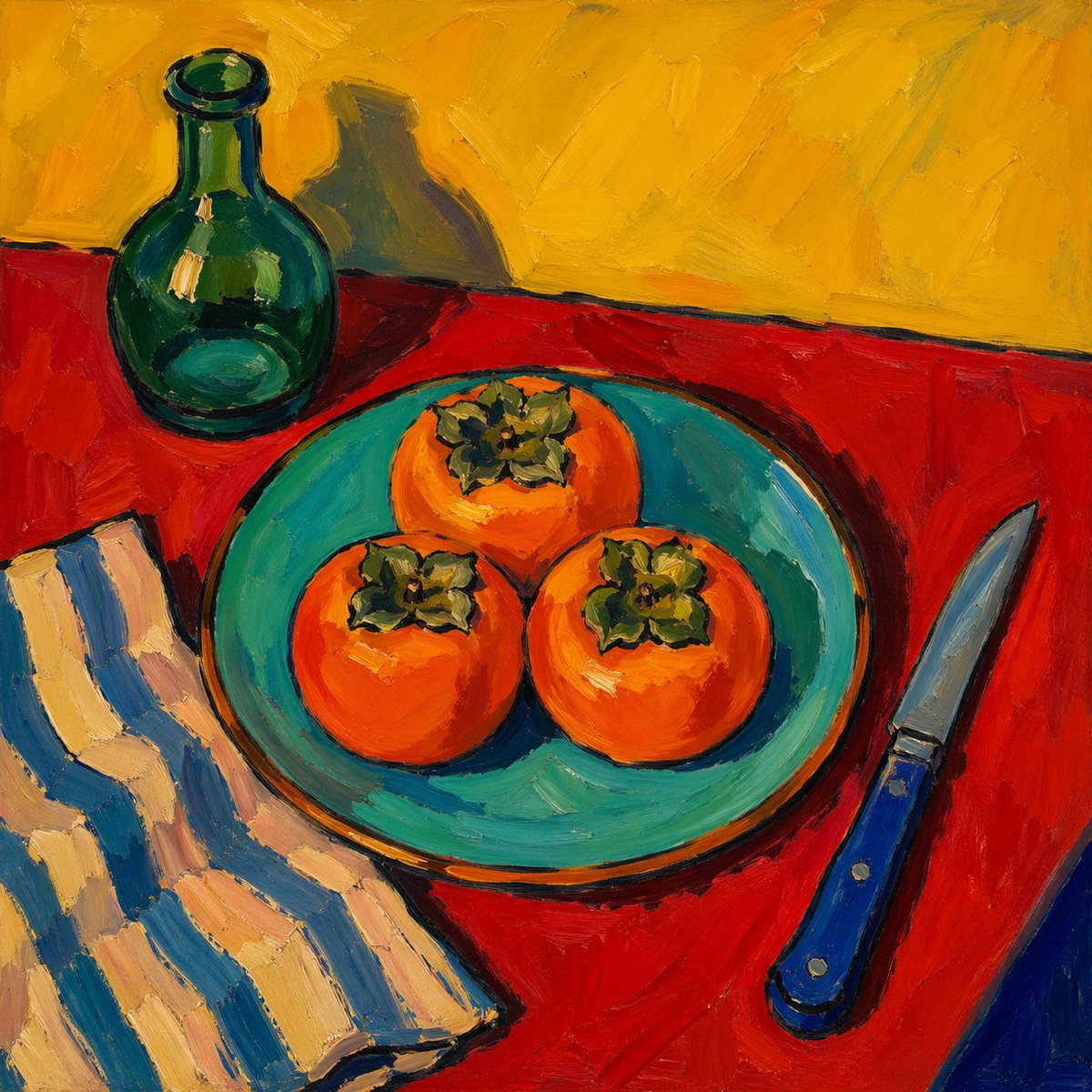 Bold Fauvist Persimmon Still Life — Sora 2 Prompt