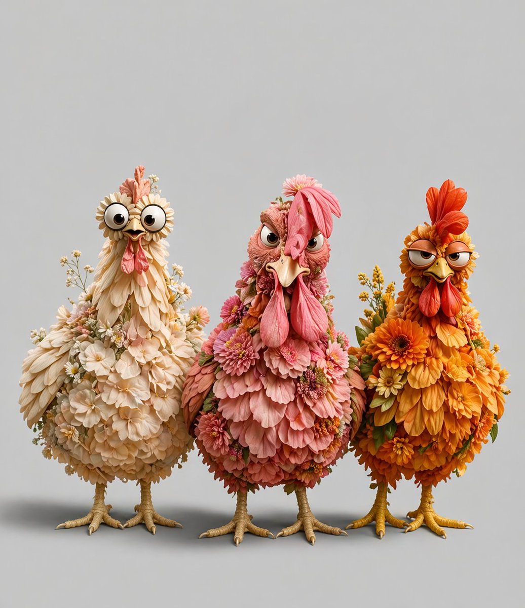 Floral Chick Trio: Flower-Petal Portrait — Sora 2 Prompt