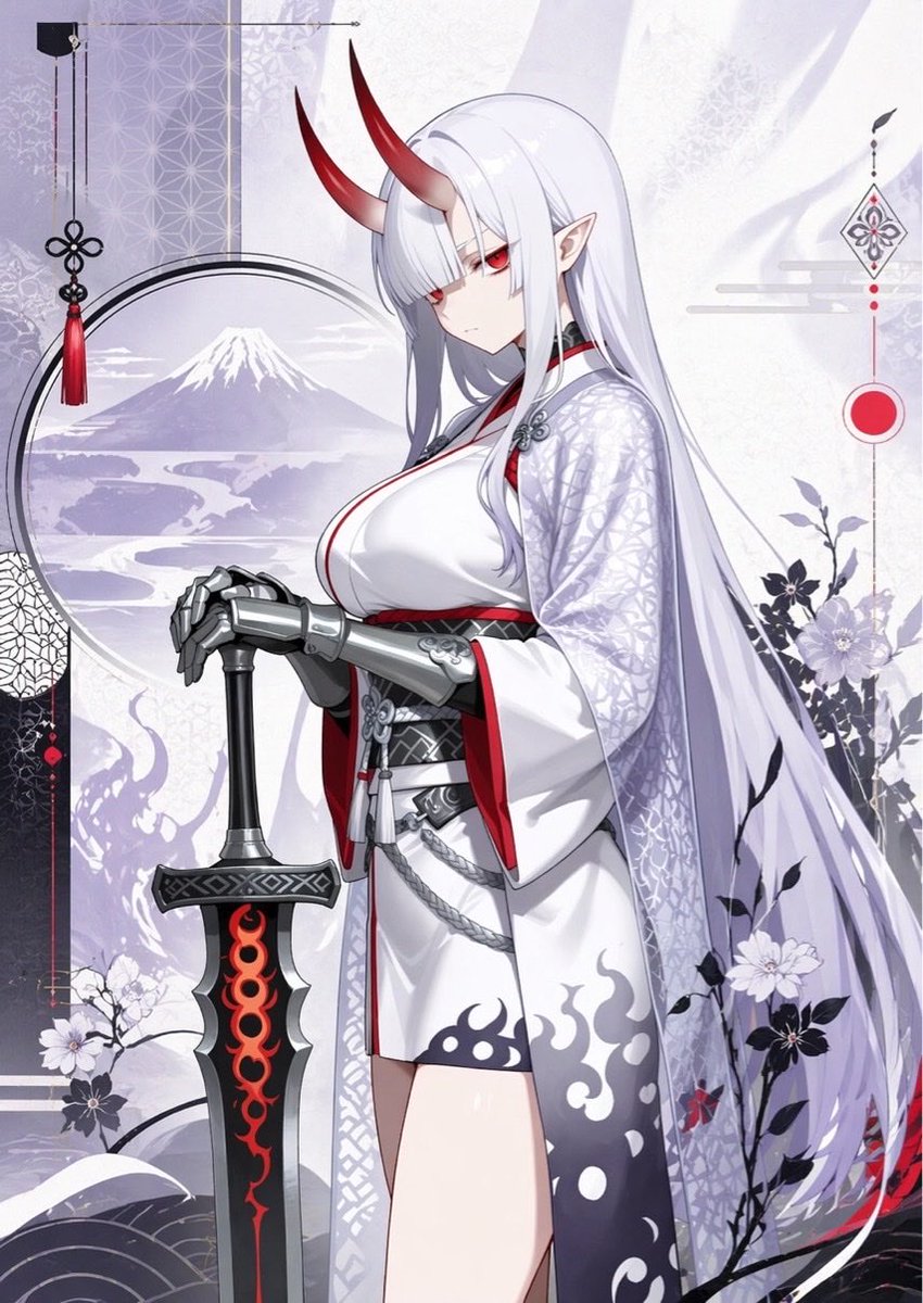 Graceful Oni Female Warrior in Kimono — Sora 2 Prompt