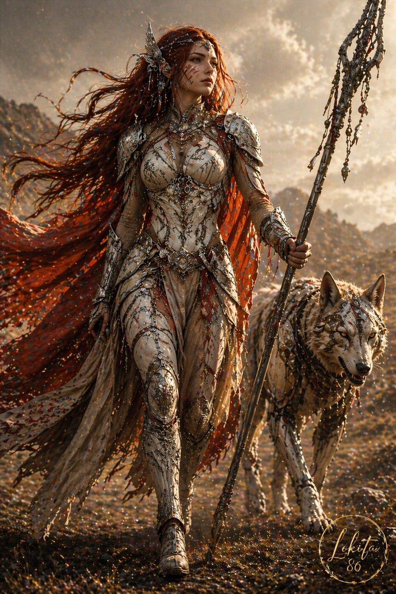 Cinematic Female Warrior with Giant Wolf — Sora 2 Prompt