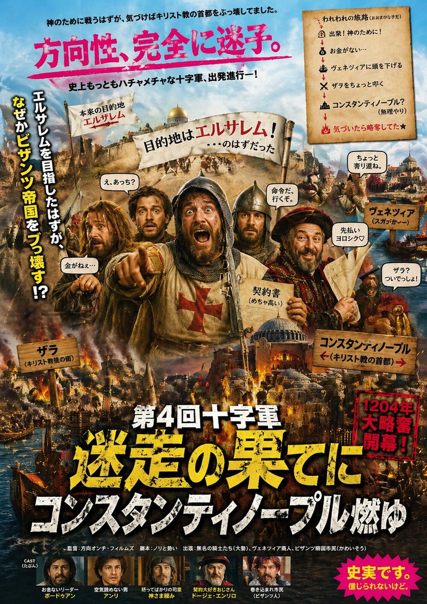 Fourth Crusade Meme Poster — Sora 2 Prompt